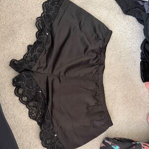 Flora Nikrooz Black Satin Lace Trim Sleep Shorts